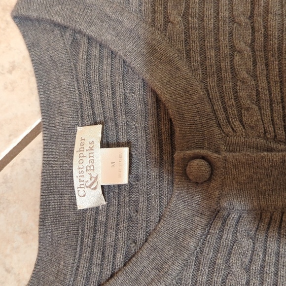 Christopher and Banks Gray Open bottom Cardigan type Sweater Medium - Picture 4 of 11